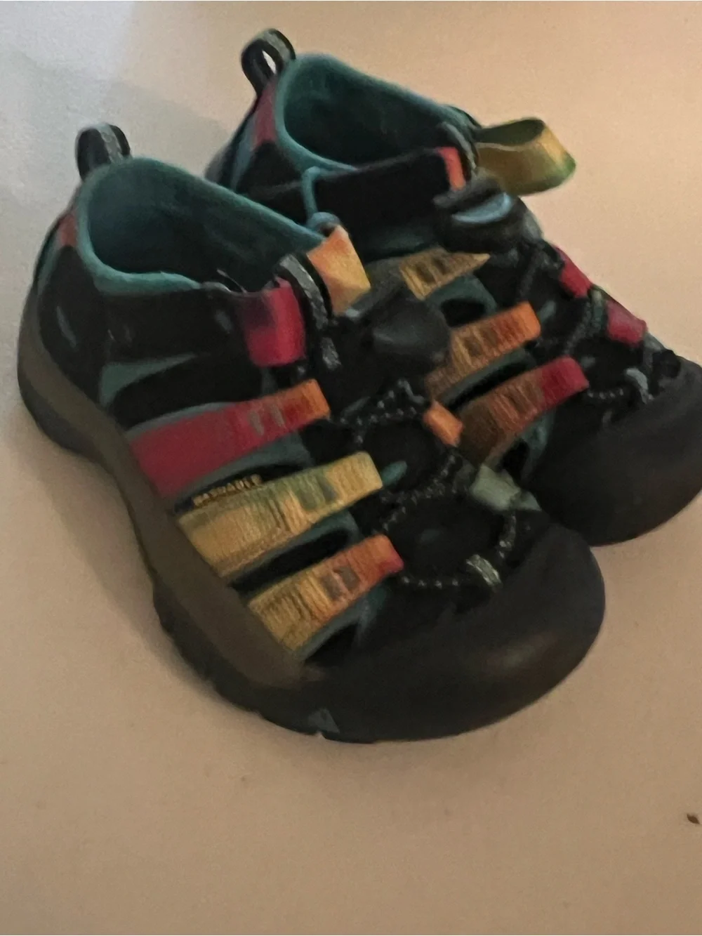 Keen Kids Black Sandals with Rainbow Straps